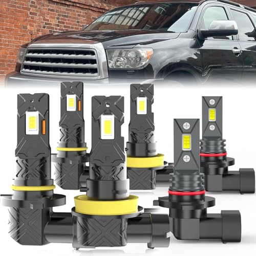 Image of Fit For Toyota Sequoia 2008-2017 light Bulbs, High /Low Dual Beam Fog Lights Combo, Plug and Play, 6 PCS