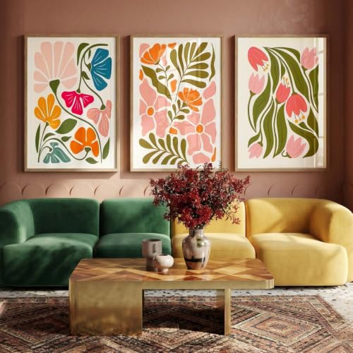 Image of kotart Painting Boho Wall Art Home Decoration Paintings With Frame For Living Room Bed Room Hotel Wall Decor Digital Reprint Set of 3 (35x37 Inch)