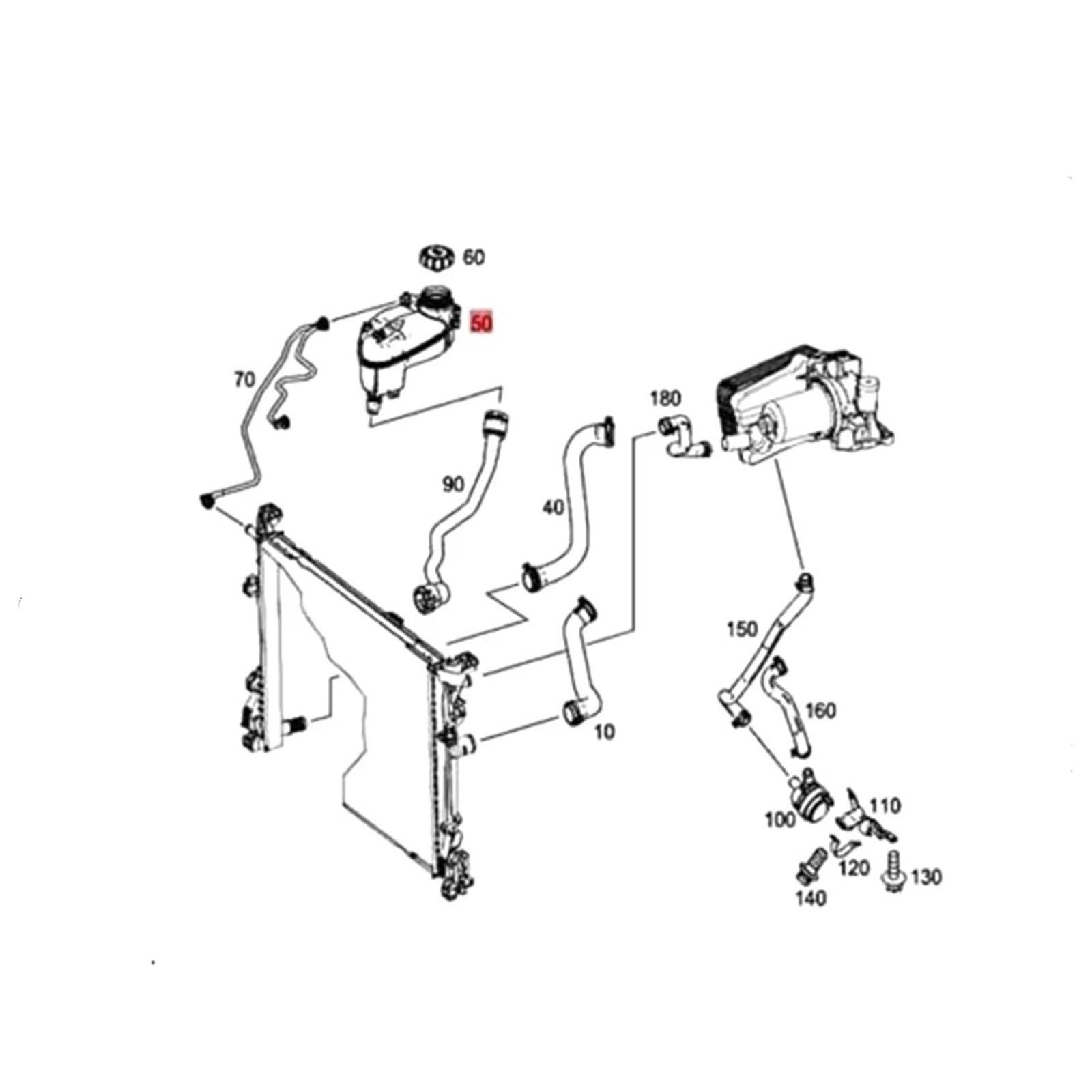 d'expansion liquide refroidissement Réservoir D'eau Refroidissement Pour Benz, Pour W176 W246 W117 Kit Réservoir Liquide Refroidissement