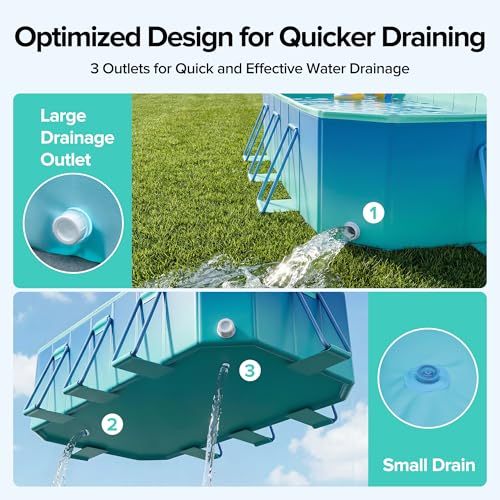 Image of Foldable Pool, Non-Inflatable Large Swimming Pool for the Whole Family, Portable Above Ground Pool for Adults & Kids, Kiddie Pool for Backyard Garden Camping, 113 inchx70 inchx19 inch, Easy Setup, Blue