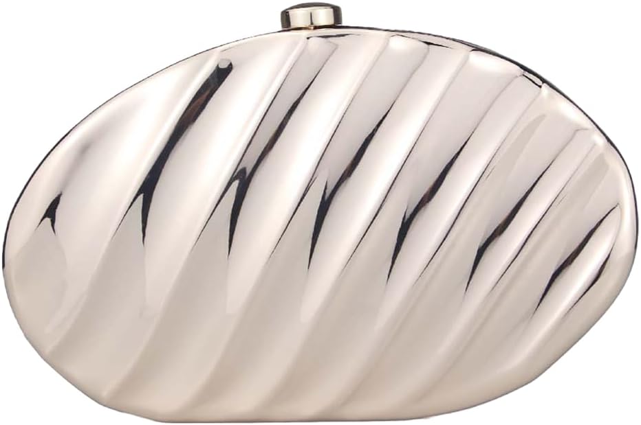 Metallic Evening Clutch Purse for Women Unique Metal Glitter Evening Handbag Wedding Party Crossbody Shoulder Bag
