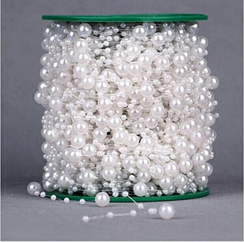 WorldoorHot sale 200 Feet Roll White Pearl String Garland Wedding Centerpieces Bridal Bouquet Decorative Flower Favor/Pure white color pearl Beads chain Garland Wedding Centerpiece flower