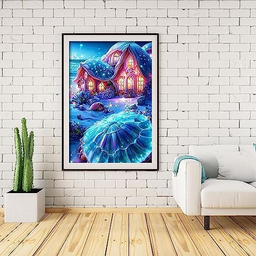 BEAYIOU Beach Diamond Art Painting Kits for Adults - Shell Full Drill Diamond Dots Paintings for Beginners, Round 5D Paint with Diamonds Pictures Gem Art Painting Kits DIY Adult Crafts 12x16inch