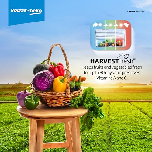 Image of Voltas Beko 'A Tata Product' 268 L 3 Star Frost Free Pro Smart Inverter compressor Double door Refrigerator (2023 Model, RFF315C /WPV501RXID, Brushed Silver, 11 in 1 Convertible, with HARVEST FRESH).