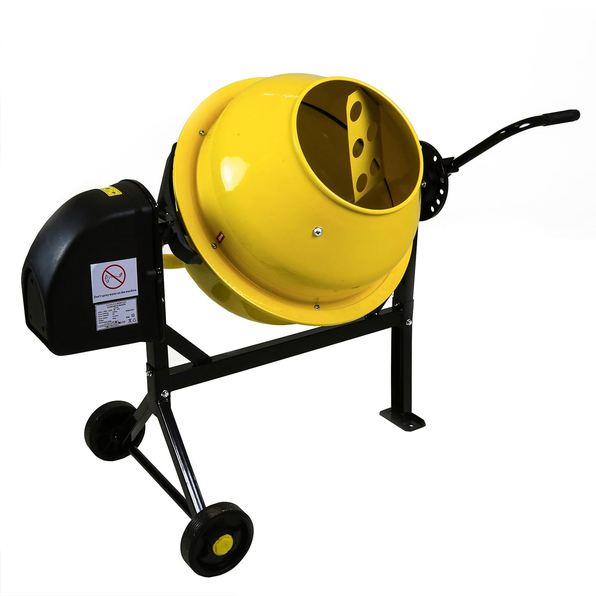 Charles Bentley Yellow 63L 230V 220W Portable Cement Concrete Sand Mixer With Wheels