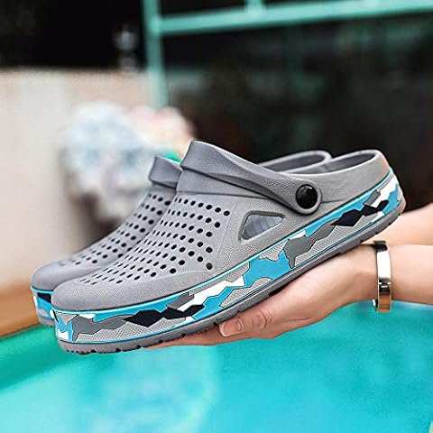 home cleaning slippers,Mens Non-slip soft bottom Pool shoes,Beach Sliders Slippers,Summer fashion Sandals,men's Outdoor Yard/Garden Slides Work shoes slippe-grey_44 Cover