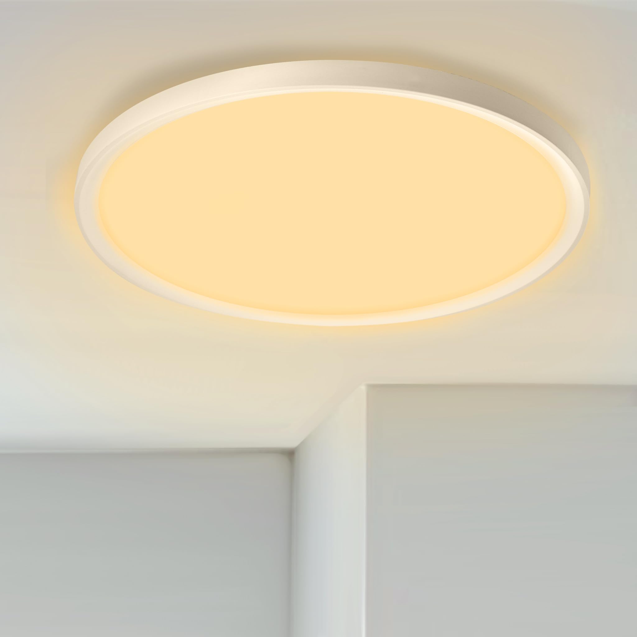 Aufun LED Deckenleuchte Flach Rund, Warmweiß 36W 3000K-4000K IP44 Wasserfest Modern Badezimmer Lampe Badlampe, Küchenlampe für Küche Bad Schlafzimmer Flur Keller, Ø28,5CM