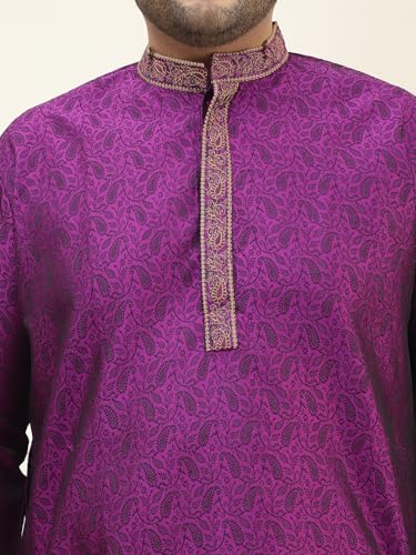 Image of SOJANYA Plus(Since 1958), Men's Silk Blend Self Design ONLY Long Kurta