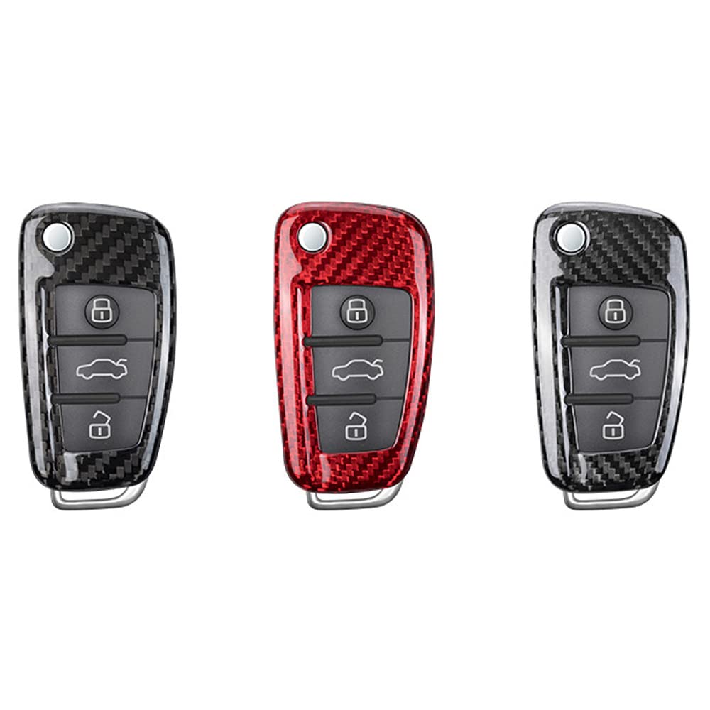 ontto Funda para Llave de Coche de Fibra de Carbono, Compatible con Audi A1, A3, A4, A6, C5, C6, C6, Q3, Q5, S1, RS3, RS4, R8, 8P, 8L, 8V, 8V, TT TTS, Mando a Distancia