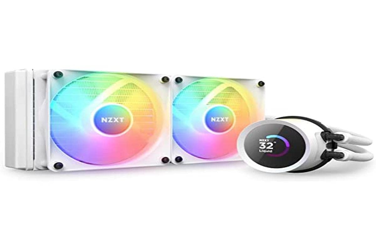 NZXT Kraken 240 RGB - 240mm AIO CPU Liquid Cooler - Customizable 1.54"" Square LCD Display for Images, Performance Metrics and More - High-Performance Pump - 2 x F120 RGB Core Fans - White