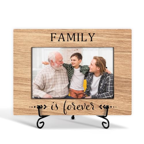 HQLOW Family is Forever Picture Frame Wood Photo Frame Fits 4x6 with Stand for Tabletop or Desktop Display