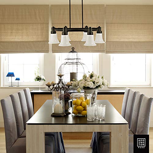 Addington Park 31779 Cartagena Collection 6-Light Modern Chandelier With Glossy White Glass Shades, Dark Bronze Finish #TOP5