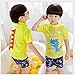 Kids Baby Boys Two Piece Bathing Suits Short Sleeve Rash Guard Sets UPF50+ Sun Protection Dinosaur Swimwear Yellow 10