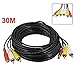 Yohii 100ft 30m 2 RCA Male to Male Audio Video AV DC Power Cable for CCTV Camera