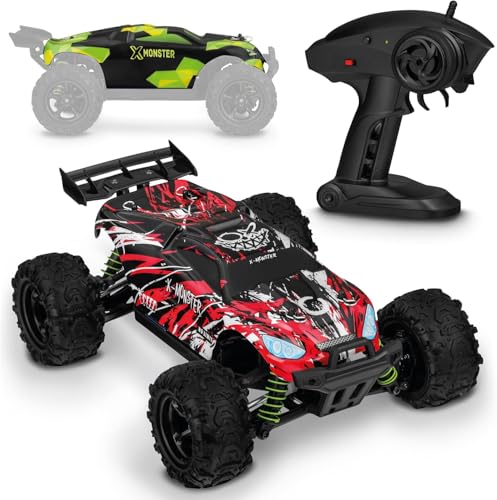 Overmax X-Monster 3.5 RC Truck 1:18, 30 km/h 4WD, 100 m Reichweite, 2×850 mAh Akku/40 Min, unabhängige Federung, 2 Karosserien, Metallantrieb