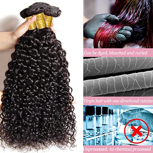 Deep Wave Bundles Human Hair 1 Bundles 16 Inch Water Wave Bundles 10A Brazilian 100% Unprocessed Virgin Human Hair Wet And Wavy Bundles Double Weft Deep Curly Weave Natural Black #TOP4