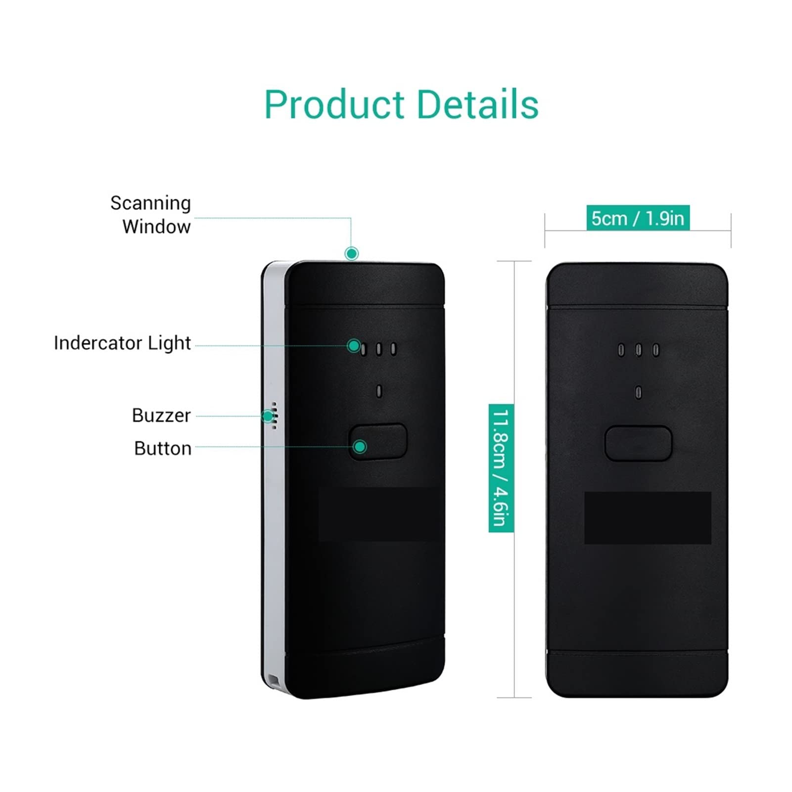 Escáner de código Barras Bluetooth 2D inalámbrico Pdf417 Matriz Datos QR Lector códigos for Pocket Mini Scanner para Puntos de Venta en supermercados