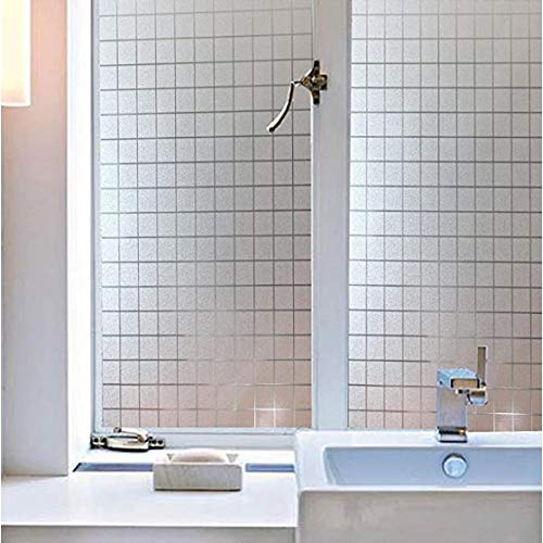 Image of WISDOM Privacy Window Film Frosted Glass Film Static Cling Glass Film No Glue Anti-UV Window Sticker Non Adhesive for Privacy Office Meeting Room Bathroom Living Room (Square Frosted, 24 x 178 inch)