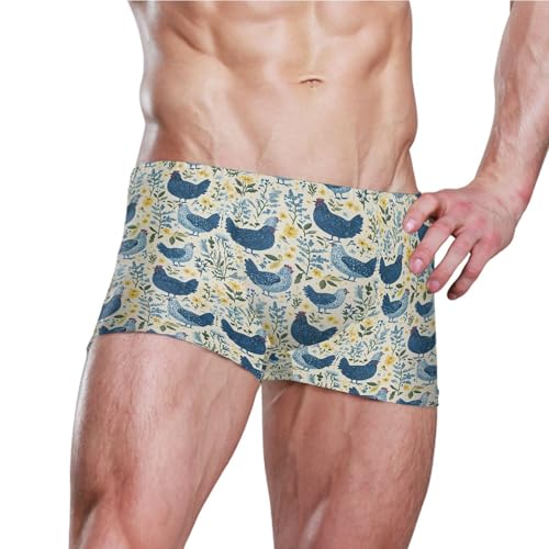 Cute Cock Rooster Mens Swim Trunk Swimwear Bathing Suit Swim Brief Square Leg Board Short S B04040553
