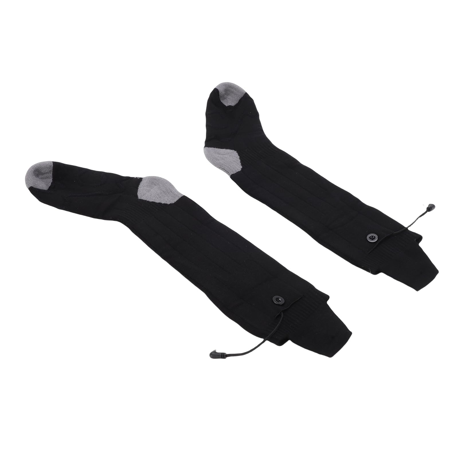 ASHATA Calcetines Térmicos Ajustables 4 Niveles de Calefacción para Esquí Al Aire Libre con Batería de Larga Duración para Deportes de Invierno Cómodos Negro 2 Pares