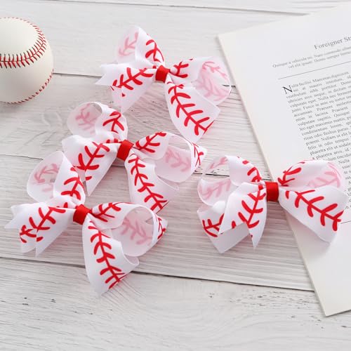 Pinzas de cabello lazo de béisbol 4 unidades 4 pulgadas miniatura 3