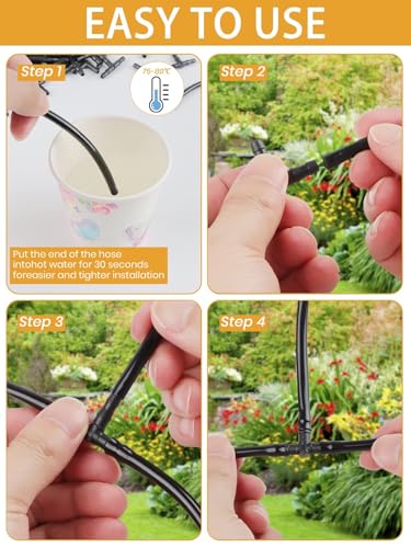 Kalolary 100Pcs Sprinkler Bewässerung 4/7mm T-Stück Barb Schlauchverbinder PVC Berieselungs, Bewässerungsschlauch Zerstäubungsdüse Tropfen Mikro Spray Bewässerungs Gelenk