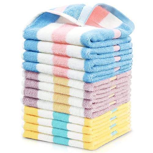 Striped Cotton Washcloths Small Towels Set, 12 Pack Bath Washcloths for Body and Face 13 x 13 Inches, Face Cloths for Washing Face, 3 Colors Wash Cloths Face Towels for Bathroom Striped Cotton Washcloths Small Towels Set, 12 Pack Bath Washcloths for Body and Face 13 x 13 Inches, Face Cloths for Washing Face, 3 Colors Wash Cloths Face Towels for Bathroom
