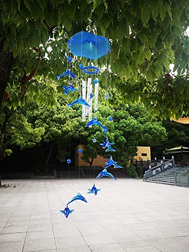 Blue Acrylic Dolphin Wind Chimes Decoration For Ourdoor & Indoor, Garden, Yark, Patio And Home Decor, Wind Chime Bell Hanging Ornament Gift For Friends, Festival And Party, Housewarming #TOP2