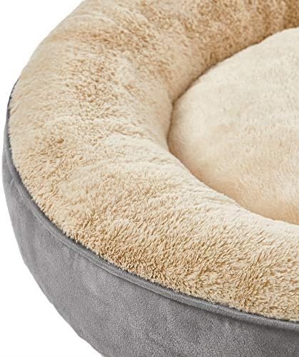 FEANDREA Dog Bed, Doughnut Cat Bed, Round, 50 cm Dia., Light Grey