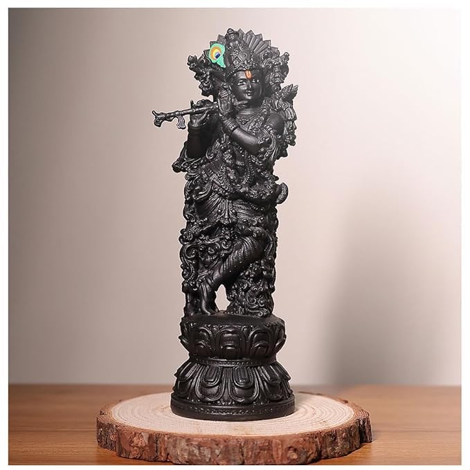 Lord Krishna Idol Hindu Dev Figurine Krishna Murti Decorative Handcrafted Statue Religious Figurines Krishna with Flute Statue/Marble Krishna Idol/Murti for Car Dashboard