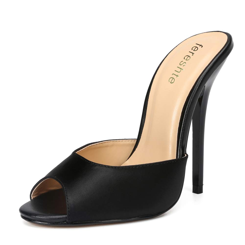fereshte Women's Men's Peep-Toe Mules Slide Stiletto Heeled Sandals