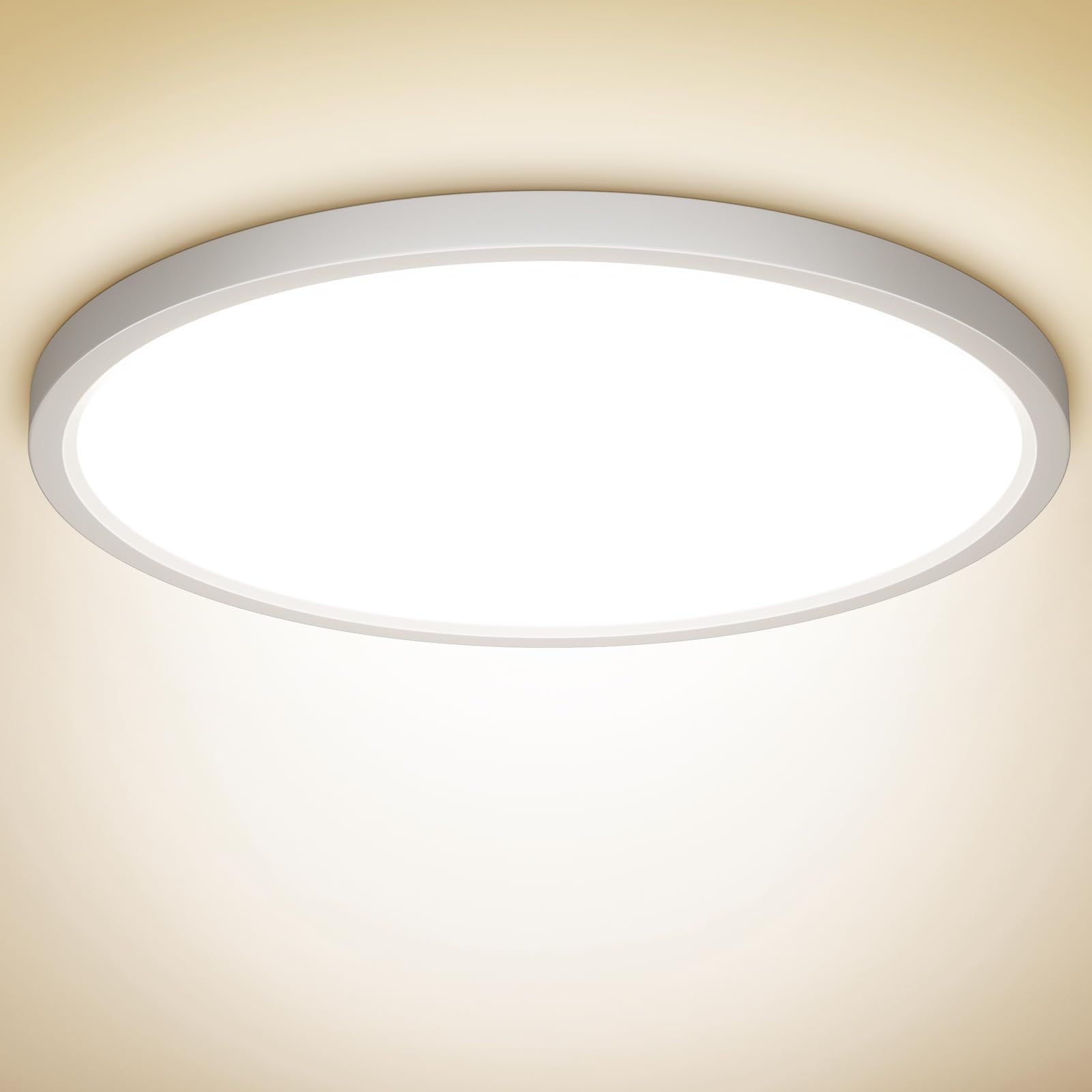 NIBSHOOM Plafoniera LED Soffitto, Lampadario Soffitto 24W, 2400LM 4000K Lampada Luce Moderna per Camera da Letto, Bagno, Cucina, Soggiorno, Ufficio, Balcone, Bianco Naturale, Ø30cm