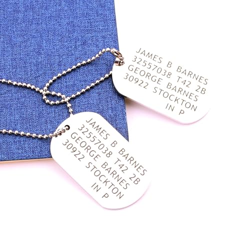 Bucky Barnes Steven Rogers Cosplay Costume Dog Tag Necklace Stainless Steel Chain2