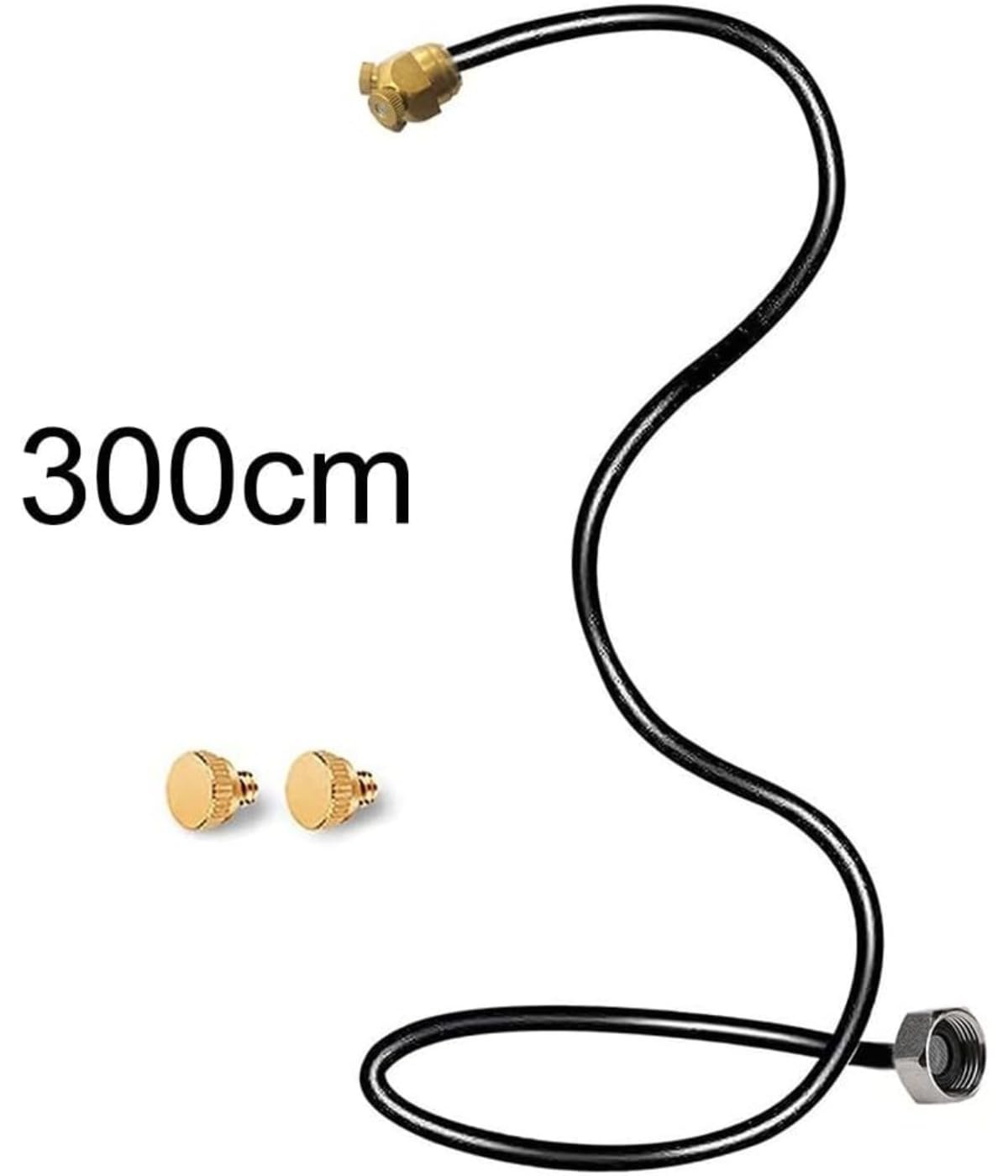 Nebelleitung mit 3 Nebeldüsen, Outdoor-Nebelkühlsystem, Einstellbares Kühlsystem, für Terrasse, Garten, Rasen, Gewächshaus, schwarz, 4 Stück (300 cm)