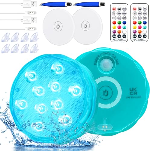 Luce subacquea, illuminazione per piscine ricaricabile con batteria integrata, fontane, acquario, illuminazione magnetica con telecomando, luci decorative RGB impermeabili