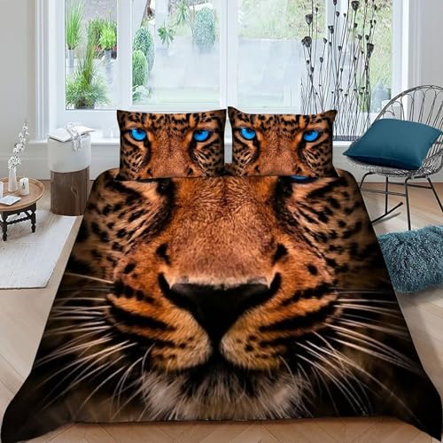 Housse de couette fermeture éclair imprimé tigre 3D - 3