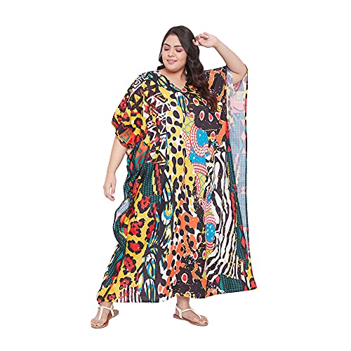 Image of Oussum Women Plus Size Kaftan Kimono Loose Maxi summer dresses for women Beach 3 /4 Sleeve Casual lounge dress Boho