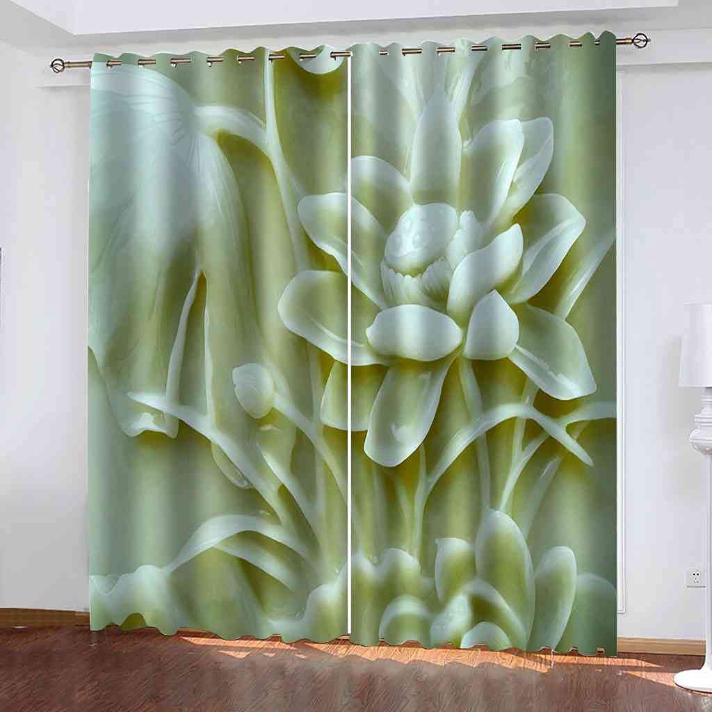 Rideau insonorisé contre le bruit et le froid motif jade lotus
