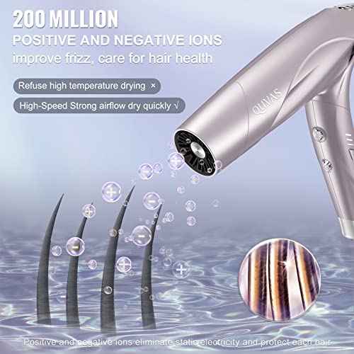 Hair Dryer, Professional Ionic Hair Dryer, Compact Quiet Hair Dryer, Portable Travel Hair Dryer, Brushless Motor. Foldable Hair Dryer With Magnetic Nozzle,Wind Speed/Temperature Three-Speed Adjustment #TOP2