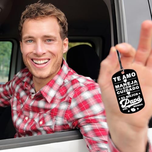 Image of Dad Gifts for Fathers Day - Regalos Para el Dia del Padre, Valentines Day Gifts for Dad Men, 2026 Spanish Mexico I LOVE YOU, DRIVE SLOW, BEST DAD IN THE WORLD Keychain Regalos para Papa Hombre