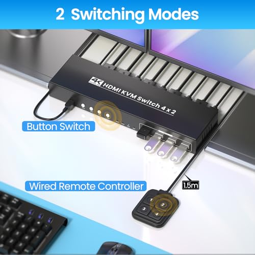 Commutateur KVM HDMI double moniteur USB 3.0 gère 4 ordinateurs - 2