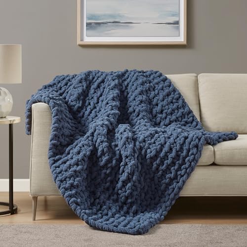 Madison Park Chenille Chunky Knit Handmade Throw...