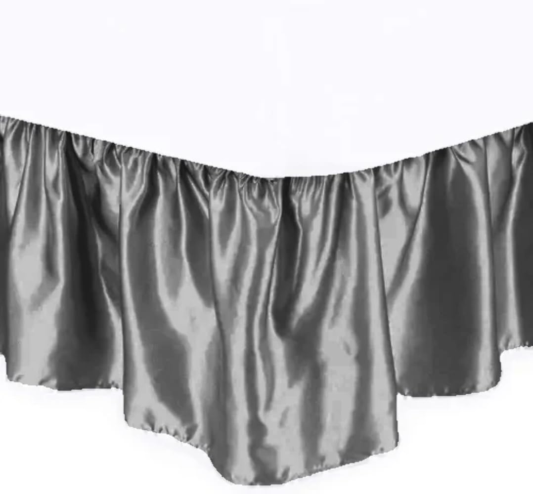 Falda de cama de satén de seda pura Queen 152x203cm cubre somier de alta calidad para dormitorio