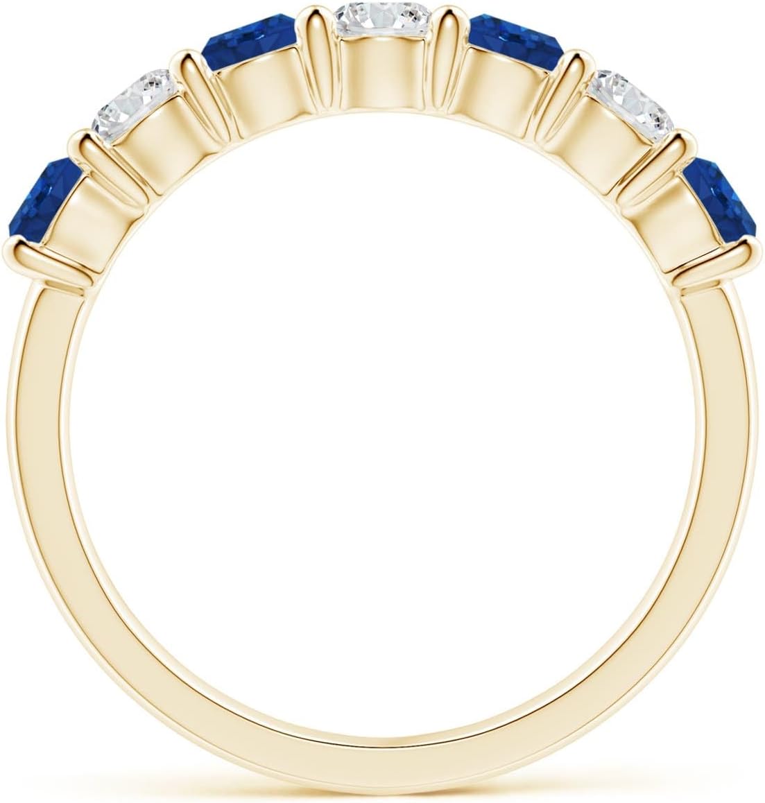 Angara Natural Blue Sapphire Wedding Ring for Women | Half Eternity Seven Stone Sapphire and Diamond Ring in 14K Solid Gold/Platinum | September Birthday, Gemstone Jewelry Gift