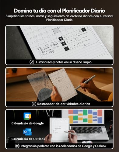 VIWOODS Paquete Mejorado con AiPaper Mini, Stylus Pro y 5 Puntas, Tableta AI E Ink de 8,2'' con Luz Ajustable, Cuaderno Electrónico de 292 PPI con Bolígrafo, Portátil 230 g - imagen 4
