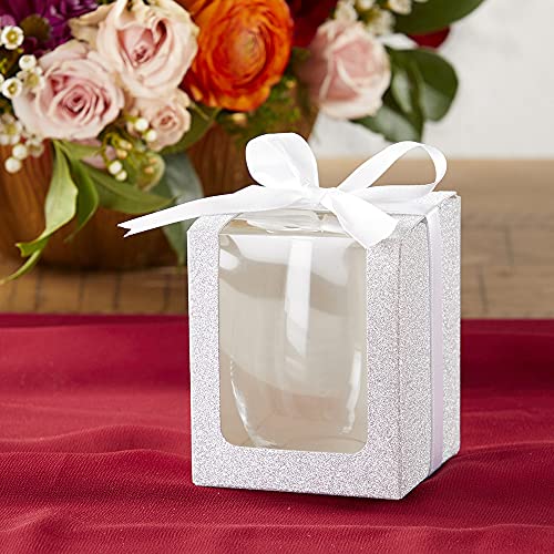 Best Seller Kate Aspen Silver Shimmer Display/Gift/Favor Box, Wedding/Party Decoration, can Hold 9 oz. Stemless Wine Glasses  (Set of 12)