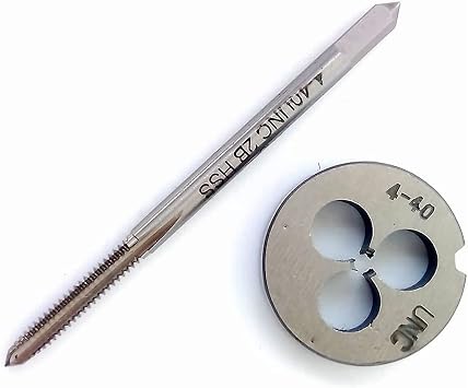 1PC 4-40 UNC Tap + 1PC 4-40 UNC Die, HSS Tap and Die Set Right Hand Tap