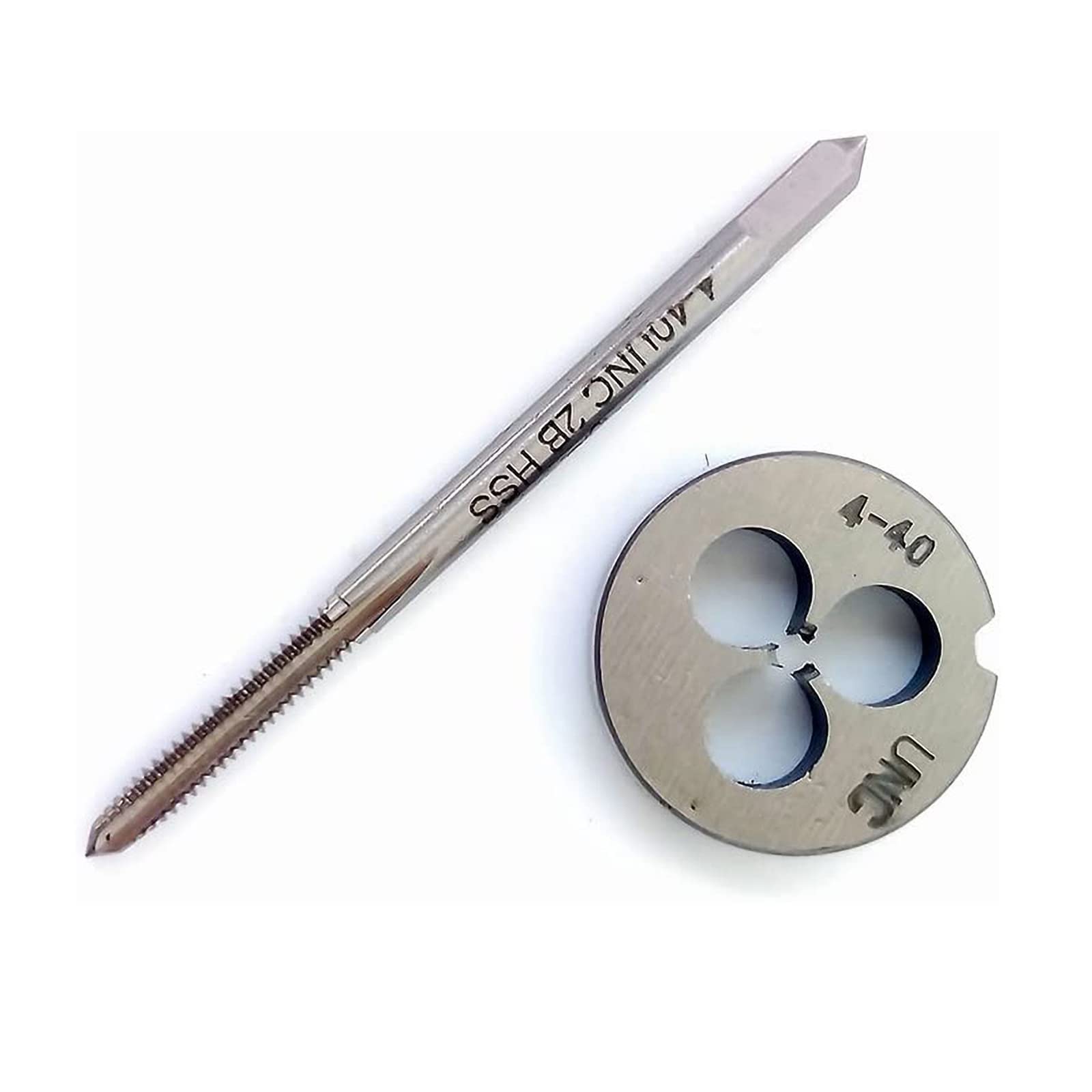 HUAZHICHUN 1PC 4-40 UNC Tap + 1PC 4-40 UNC Die, HSS Tap and Die Set Right Hand Tap