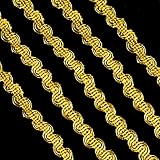 Gold Braid Gimp Trim 14 Yards Polyester Scroll Braid Trim Craft Decor Trim for Curtain Slipcover DIY