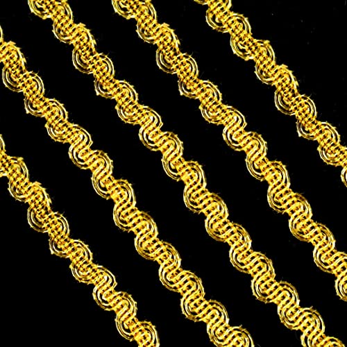 Gold Braid Gimp Trim 14 Yards Polyester Scroll Braid Trim Craft Decor Trim For Curtain Slipcover Diy Costume Accessories #TOP13